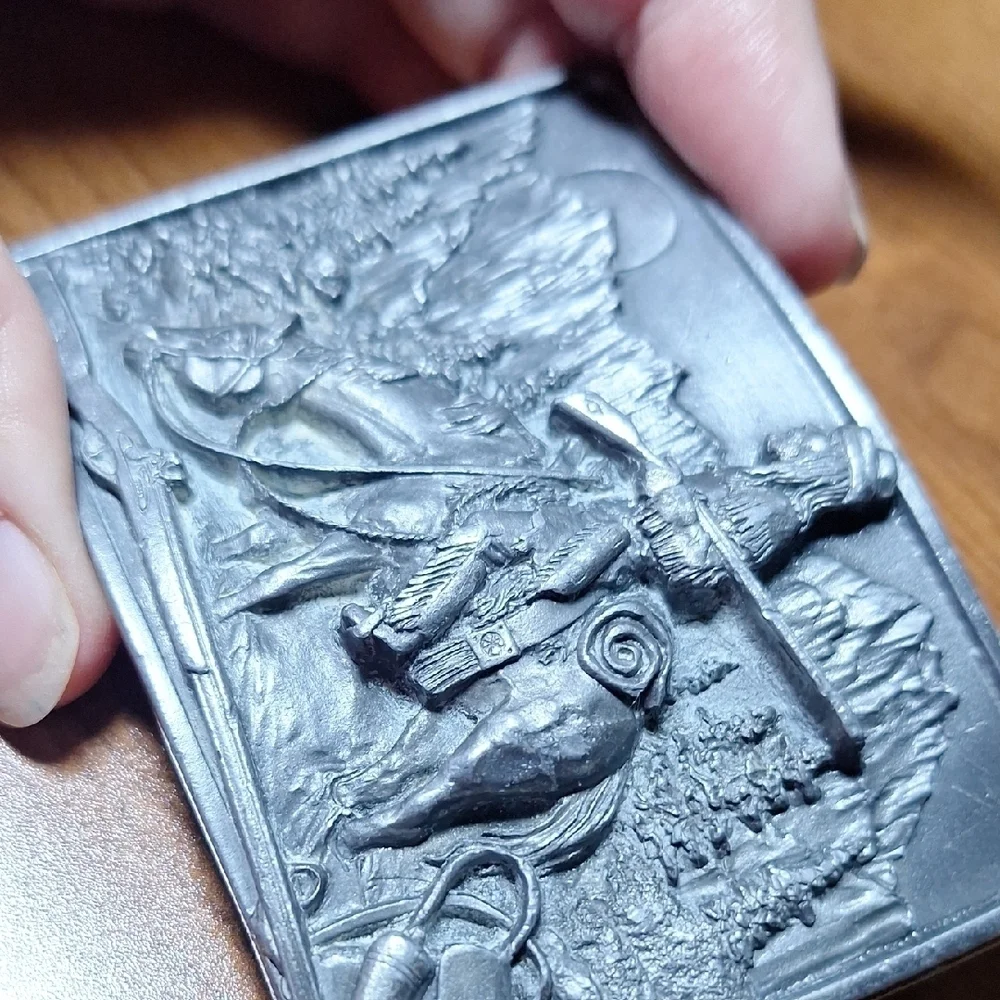 Silver Rustic Frontier Belt Buckle